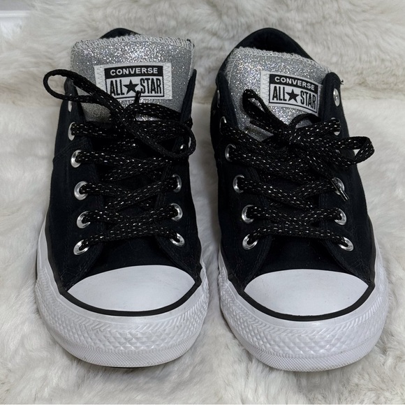 Converse All Star Madison Classic Low Top Shoes Black & Silver Glitter Sneakers - Picture 3 of 10